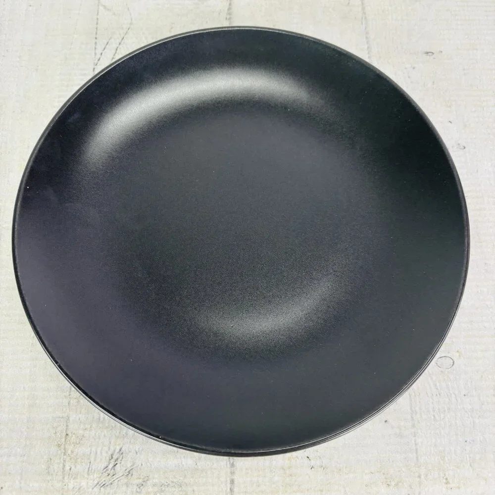 Ikea of Sweden 12011 Dark Gray Matte Round Stoneware Salad Lunch Plates Set 4